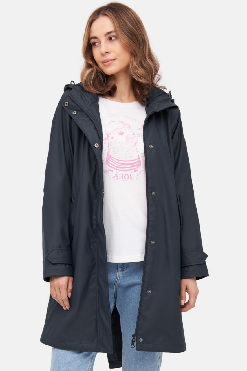 Derbe Regenjacke Traveby Friesennerz Plain Damen Dunkelblau