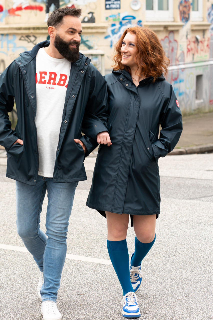 Derbe Regenjacke Traveby Friesennerz Plain Damen Dunkelblau