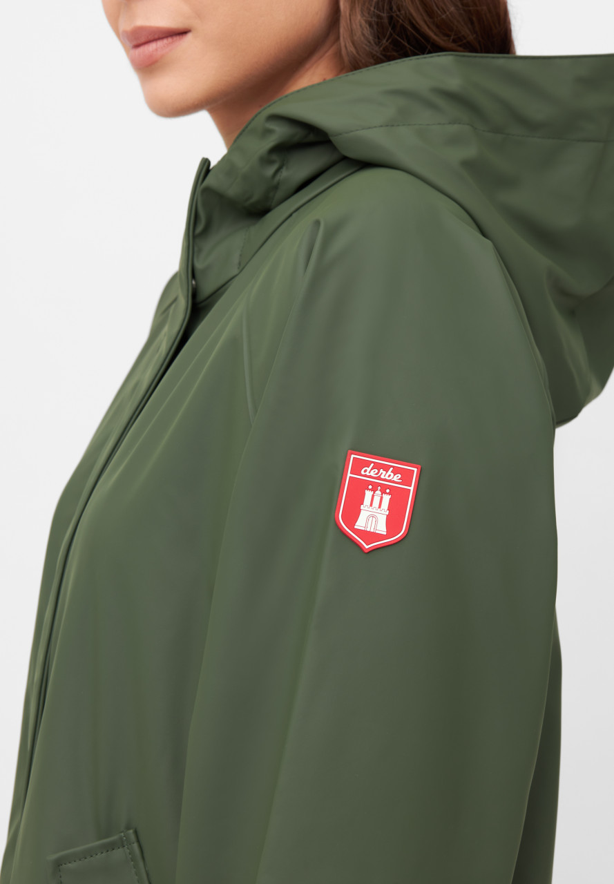 Derbe Regenjacke Traveby Friese Plain Damen Grün Oliv