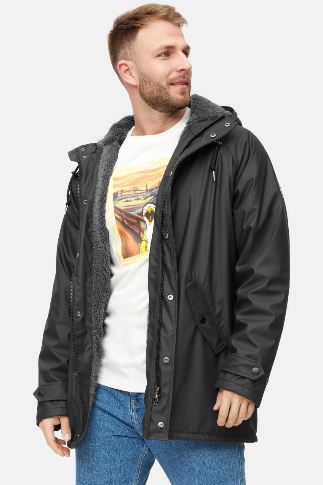 Derbe Regenjacke Trekholm As Herren Schwarz Gefüttert
