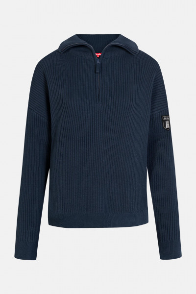 Derbe Troyer Gots Organic Damen Troyer Pullover Rippstrick Navy Dunkelblau Derbe Troyer Gots Organic Damen Troyer Pullover Rippstrick Navy Dunkelblau
