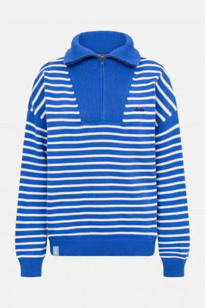 Derbe Troyer Striped Blau Weiß Strickpullover