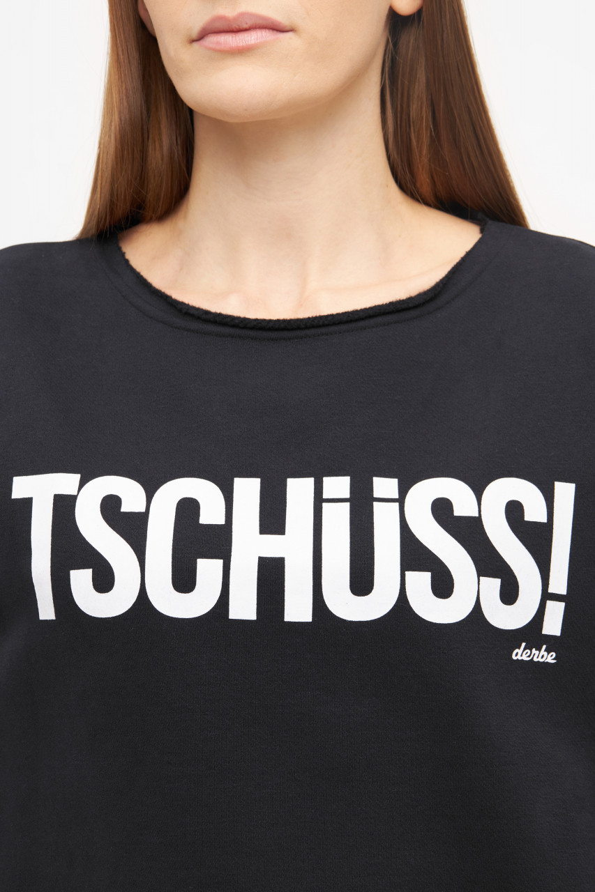 Derbe Sweatshirt Tschüss Damen Schwarz Crewneck