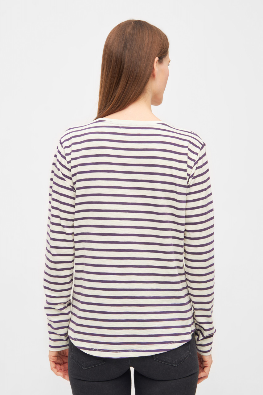 Derbe Longsleeve Tschüss Striped Damen Weiß Lila Streifenshirt