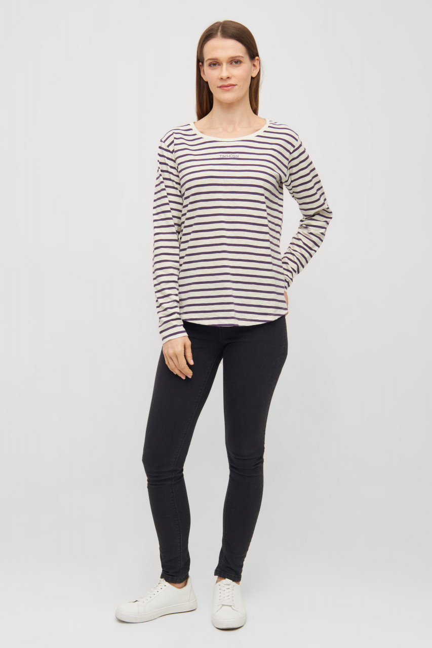 Derbe Longsleeve Tschüss Striped Damen Weiß Lila Streifenshirt