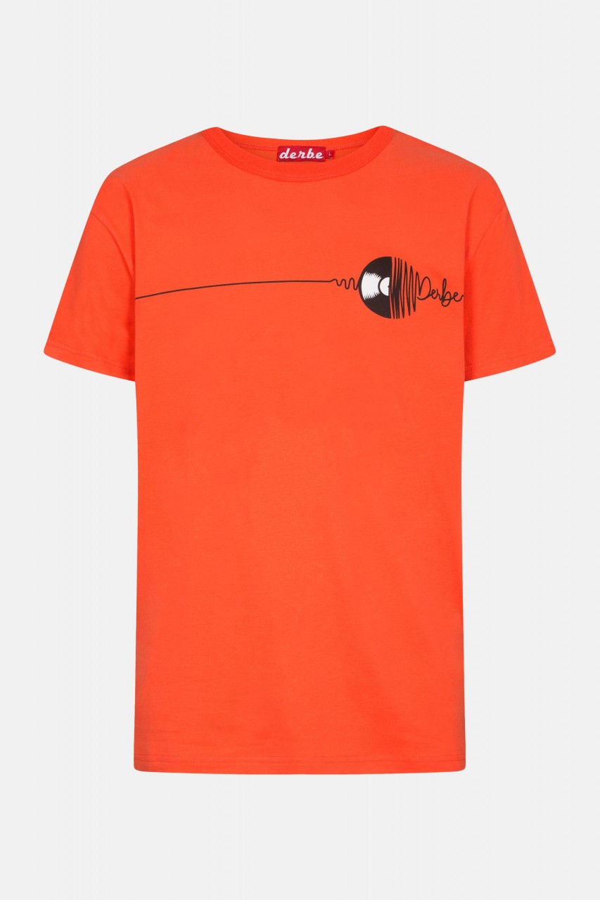 Derbe Vinyl Herren T-Shirt Schallplatte Rot Orange