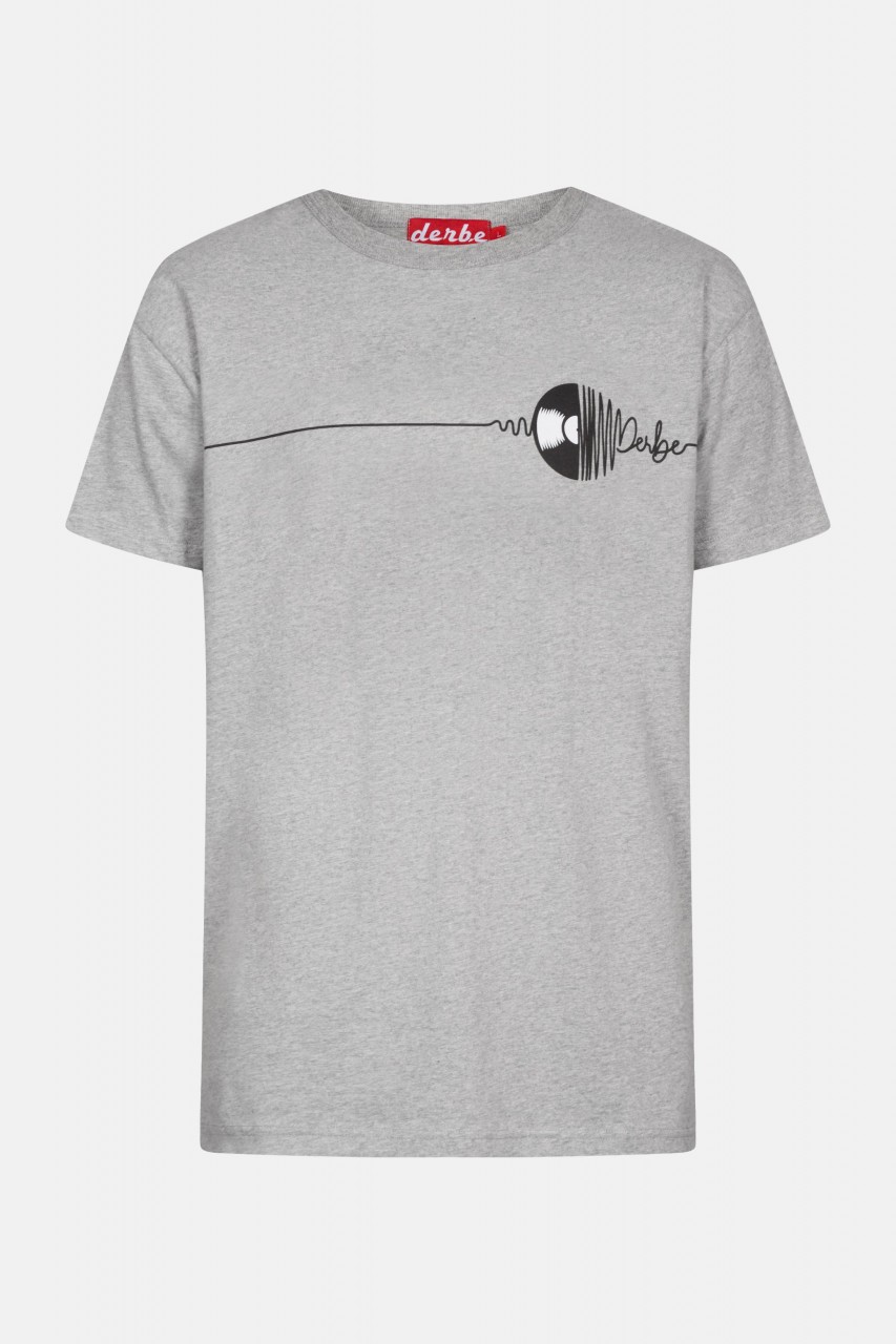 Derbe Vinyl Herren T-Shirt Schallplatte Grau