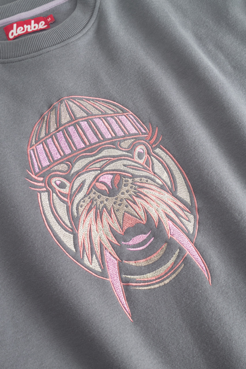 Derbe Sweatshirt Walross Bunt Damen Grau Crewneck