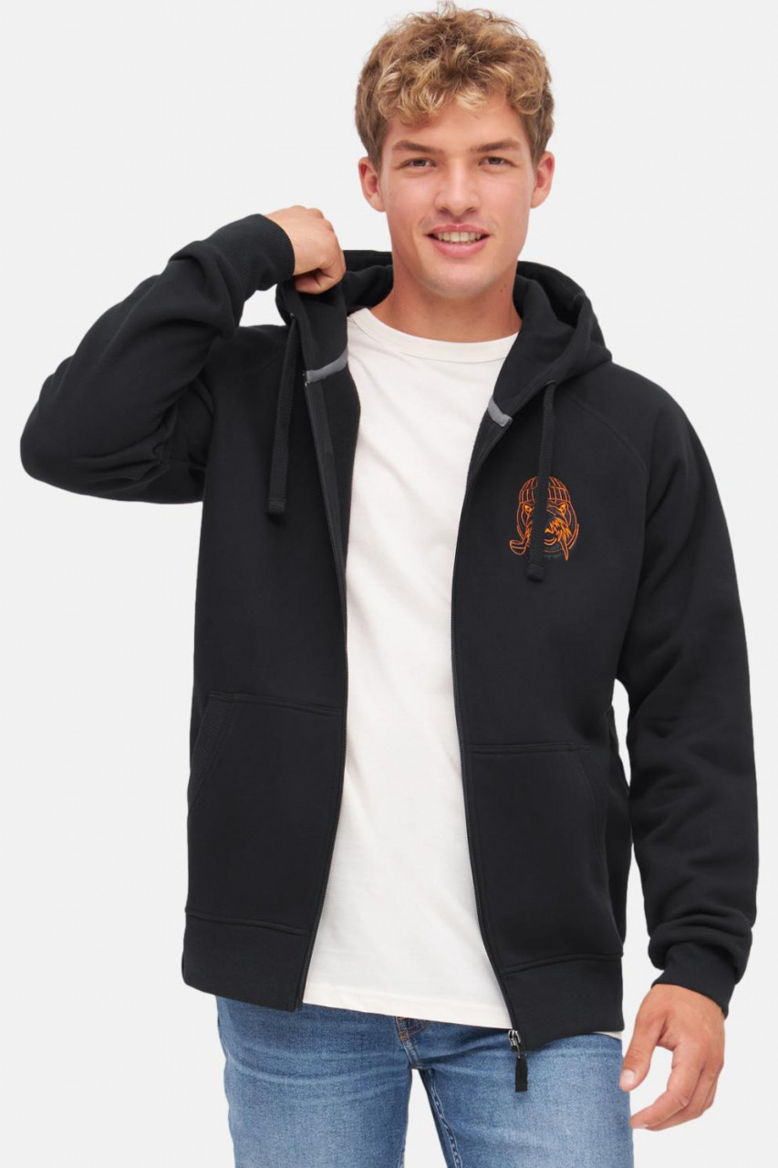 Derbe Sweatjacke Walross Herren Schwarz Zip Hoodie GOTS