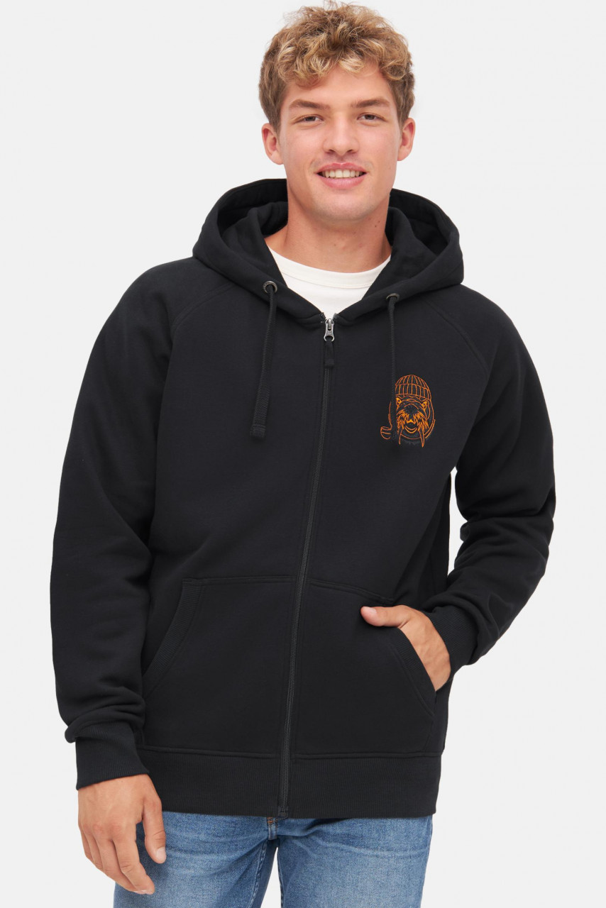 Derbe Sweatjacke Walross Herren Schwarz Zip Hoodie GOTS