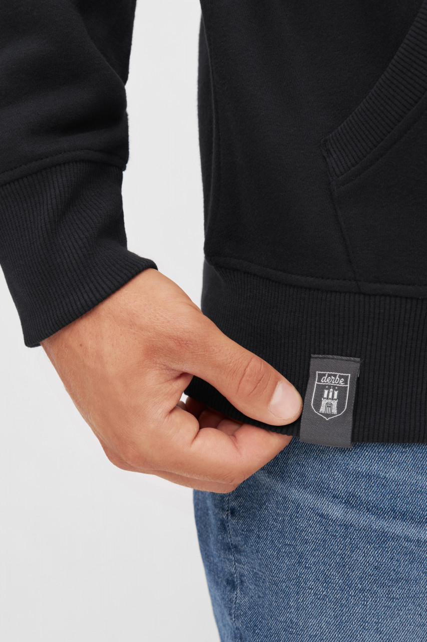 Derbe Sweatjacke Walross Herren Schwarz Zip Hoodie GOTS