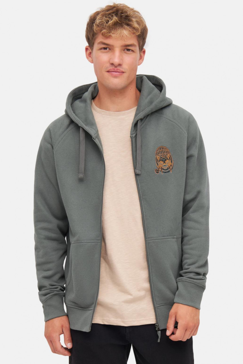 Derbe Sweatjacke Walross Herren Grau Zip Hoodie GOTS