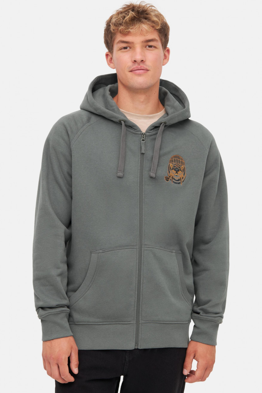Derbe Sweatjacke Walross Herren Grau Zip Hoodie GOTS
