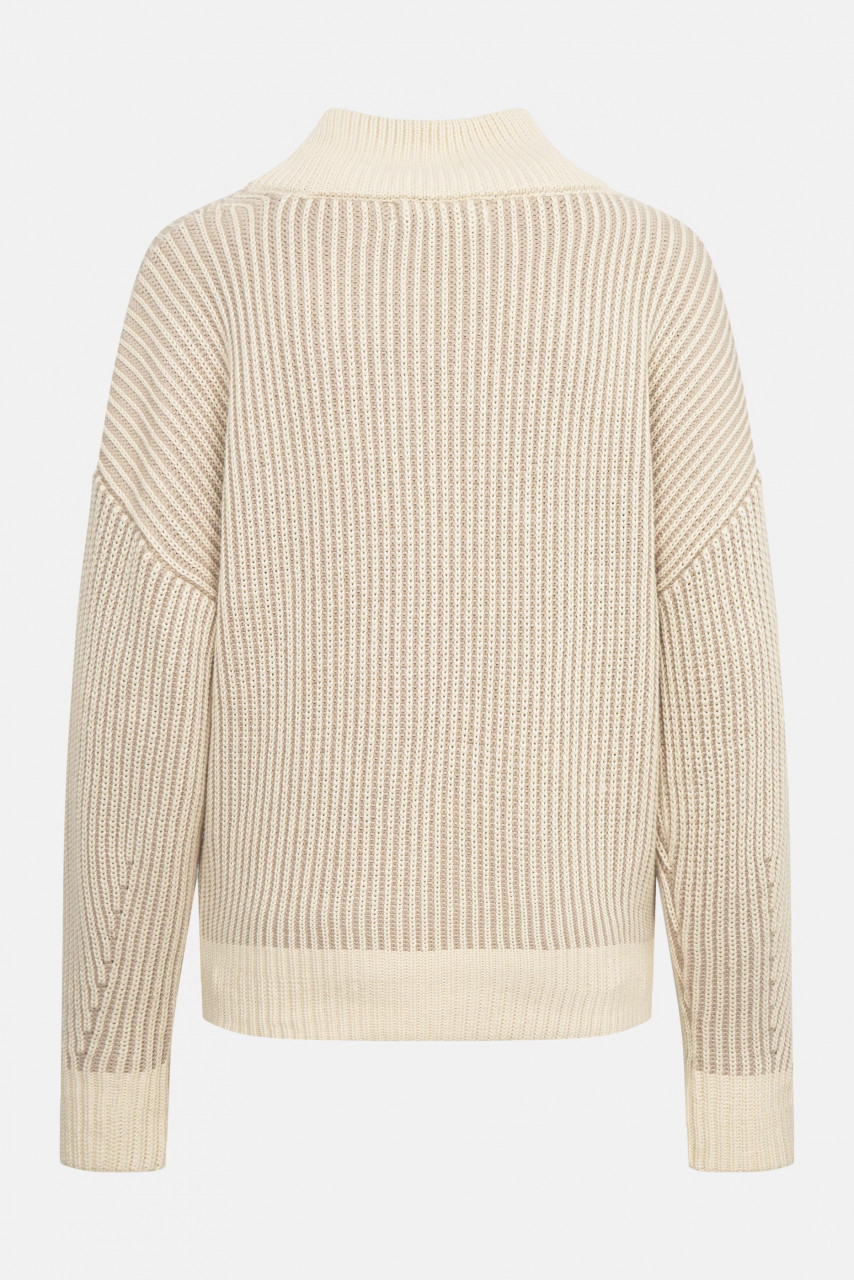 Derbe Pullover Warmer Fisher Damen Beige Weiß Rippstrick