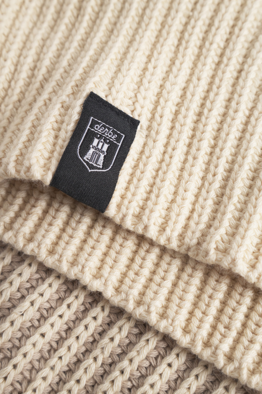 Derbe Pullover Warmer Fisher Damen Beige Weiß Rippstrick