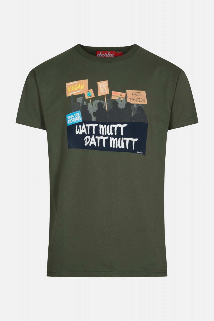 Derbe Watt mutt datt mutt Herren T-Shirt Oliv