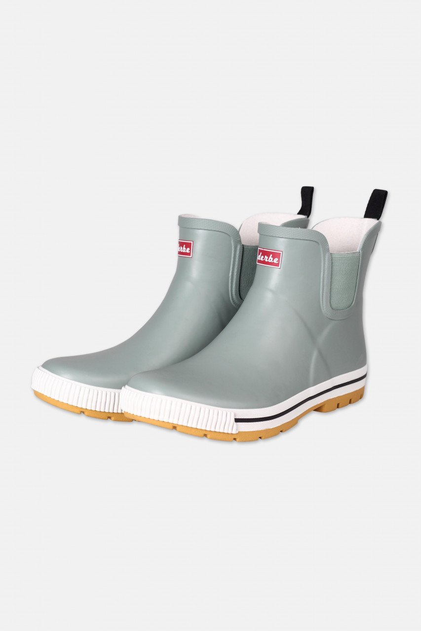 Derbe Wattpuuschen Pelz Lily Pad Grün Gummistiefel Halbstiefel