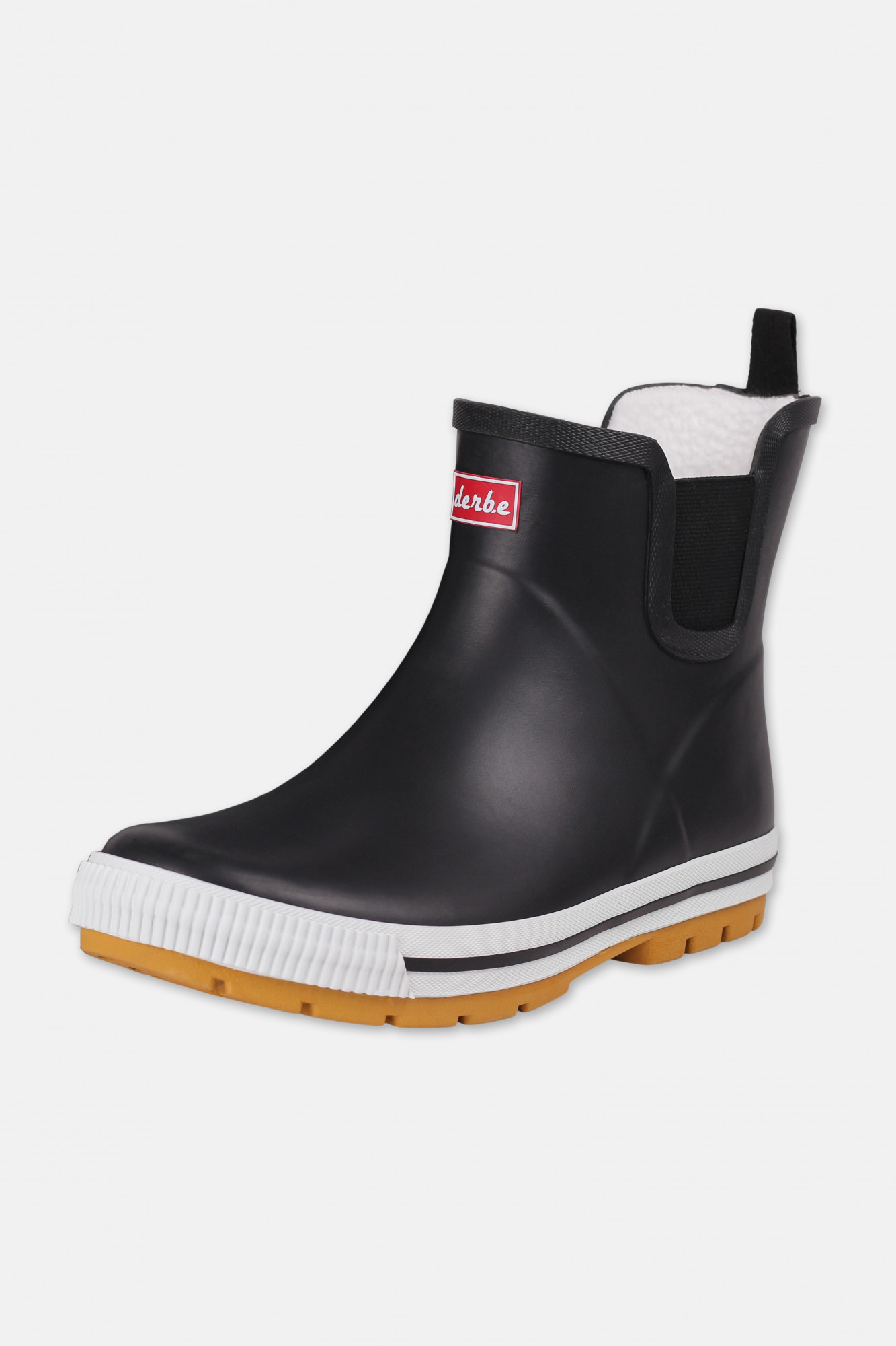 Derbe Wattpuuschen Pelz Schwarz Weiß Damen Gummistiefel Halbschuh