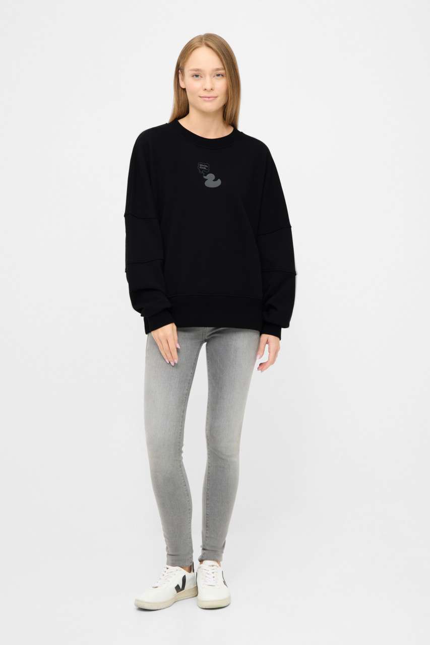 Derbe Sweatshirt What The Duck Damen Crewneck Schwarz GOTS Organic