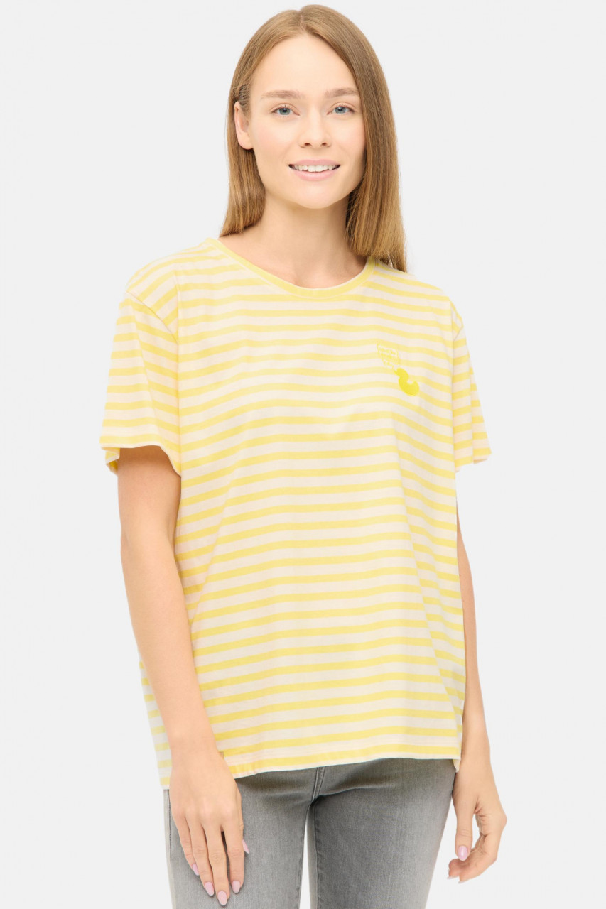 Derbe T-Shirt What The Duck Damen Gelb Streifenshirt GOTS Organic