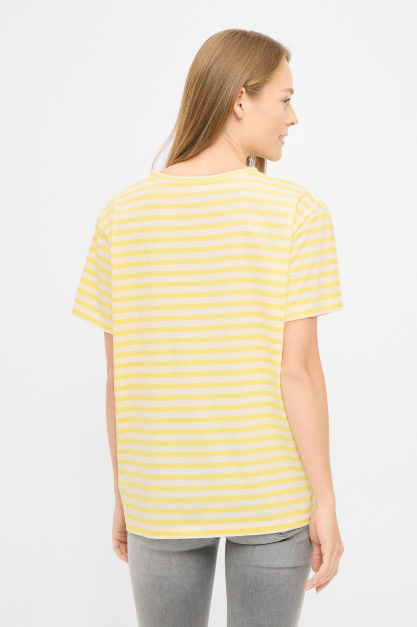 Derbe T-Shirt What The Duck Damen Gelb Streifenshirt GOTS Organic