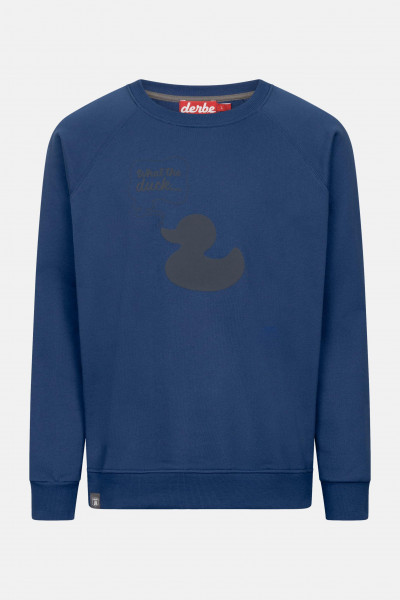 Derbe Sweatshirt What The Duck Herren Crewneck Blau GOTS Organic