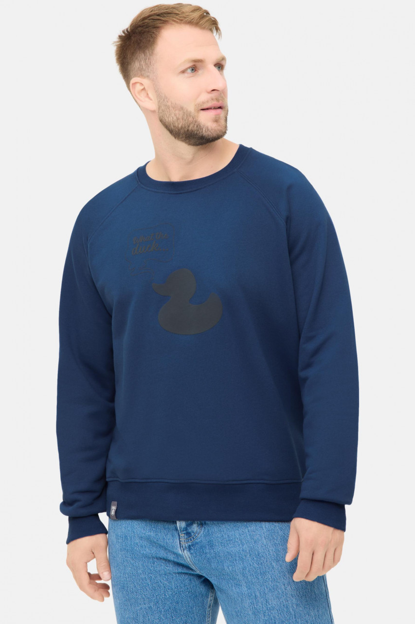 Derbe Sweatshirt What The Duck Herren Crewneck Blau GOTS Organic