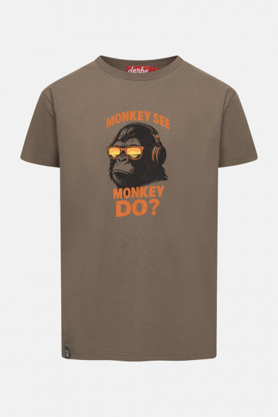 Derbe T-Shirt Monkey Herren Braun GOTS Organic