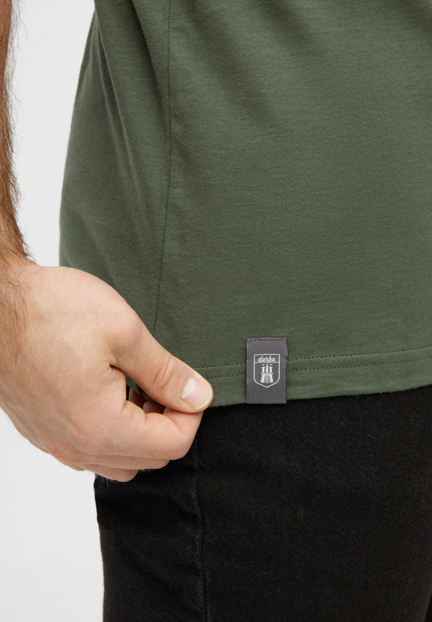 Derbe T-Shirt Hell Herren Oliv Grün GOTS Organic