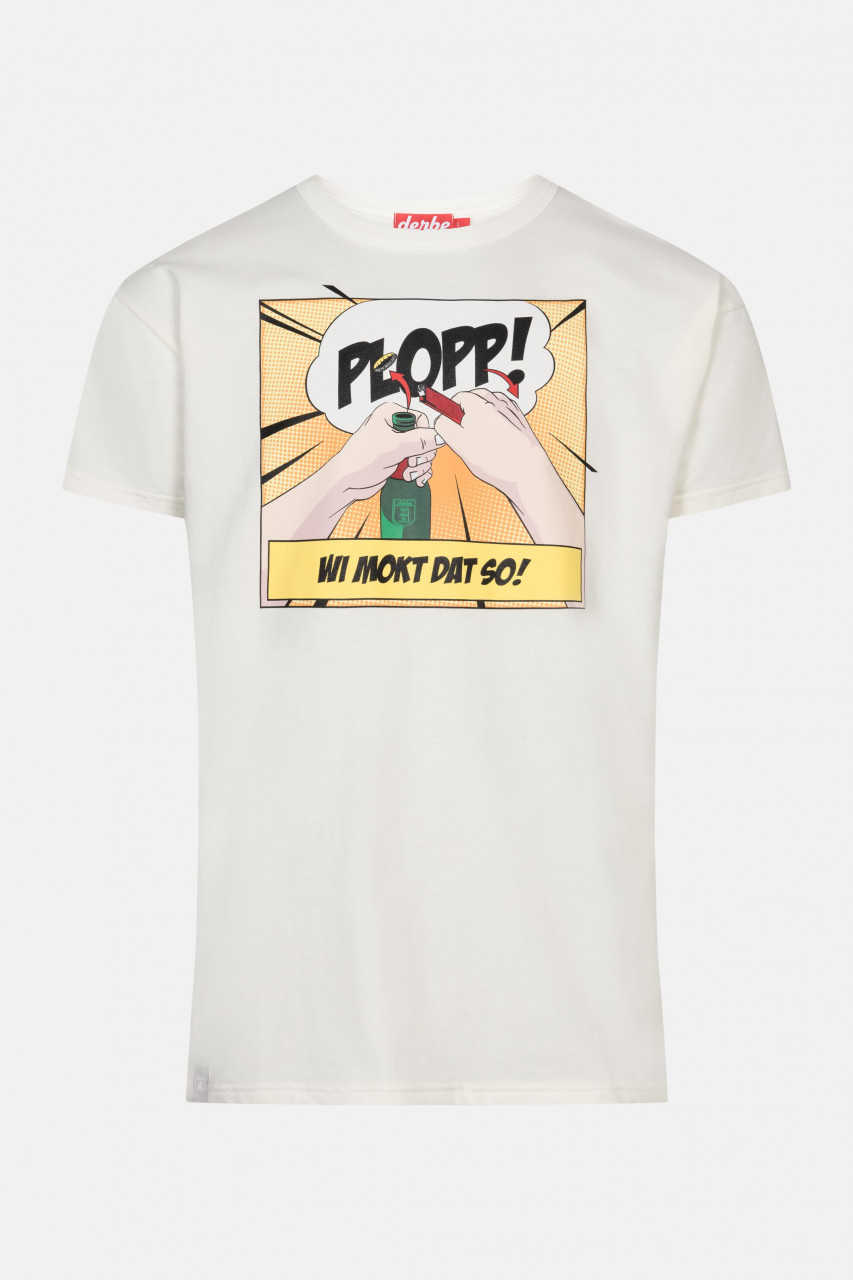 Derbe Plopp Herren T-Shirt Comic Off White Weiß Nachhaltig