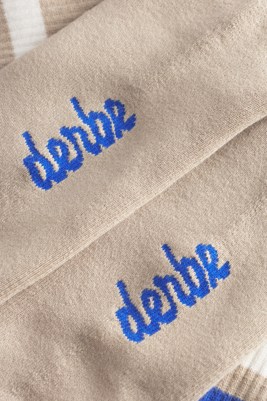 Derbe Socken Basic Striped Beige Blau Gestreift