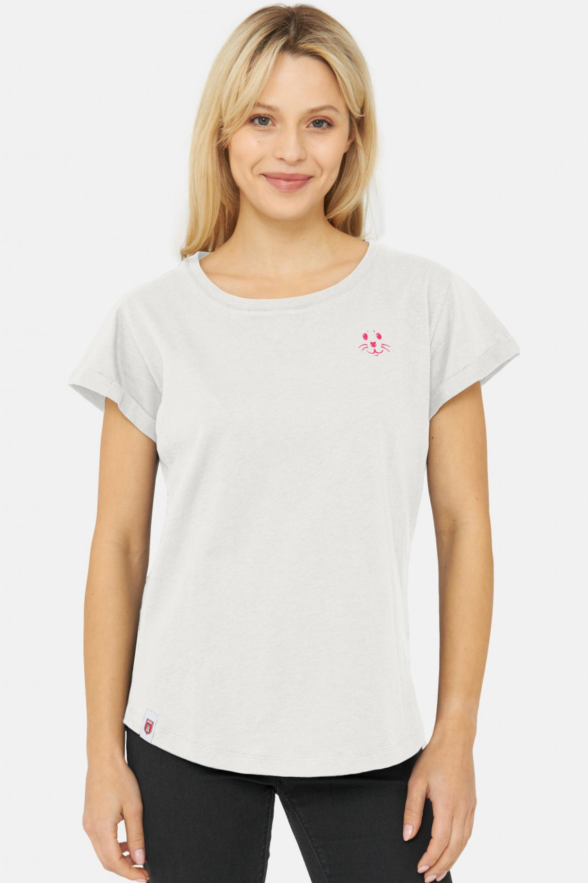 Derbe Robbenschnute Damen T-Shirt Weiß