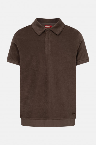 Derbe Frottee Polo Shirt  Herren Braun GOTS Organic