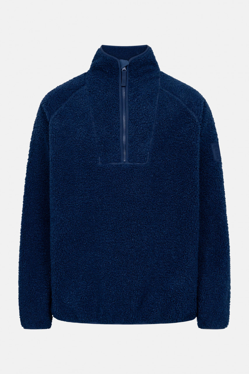 Derbe Herren Fleece Pullover Kuschelby Troyer Blau