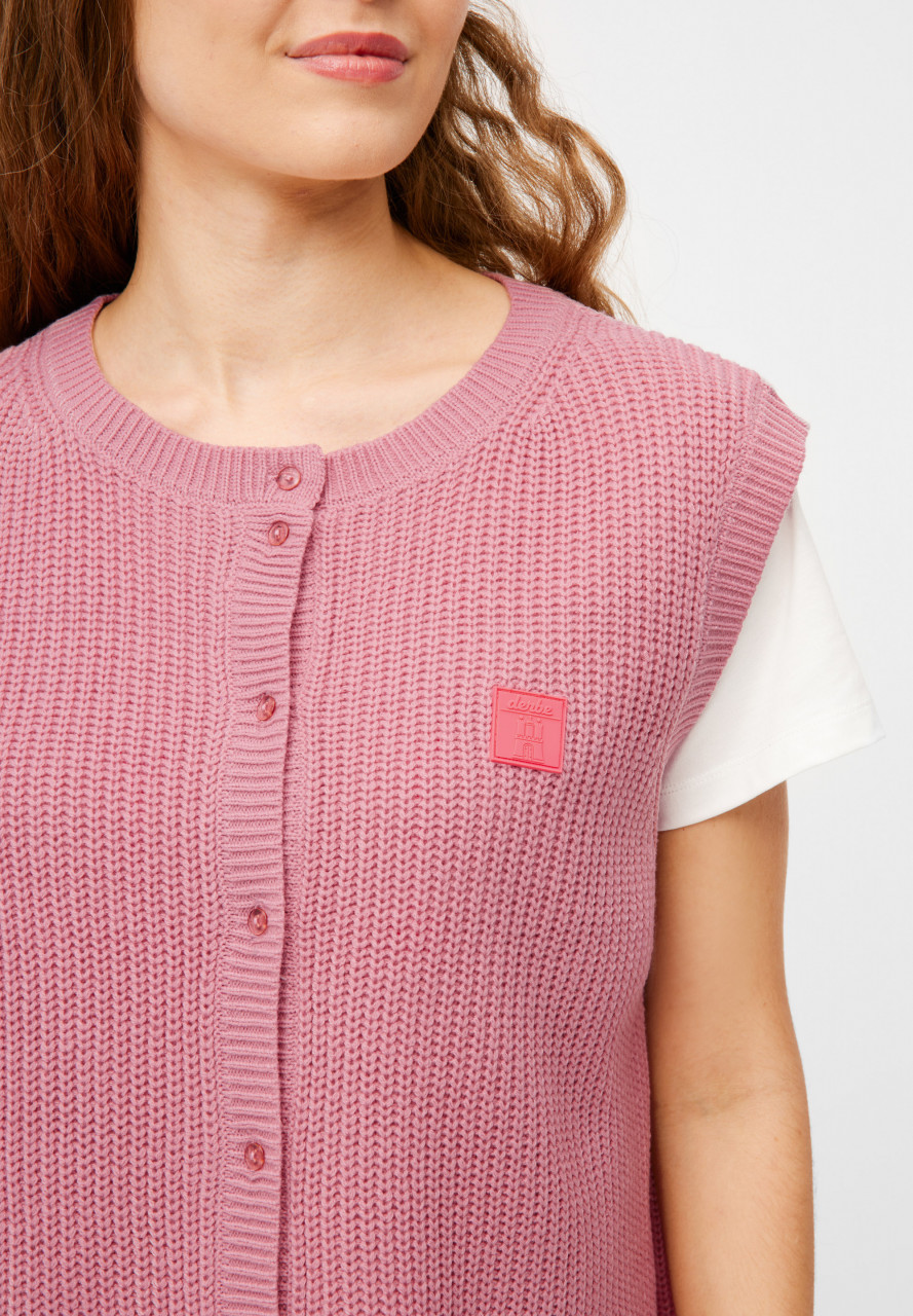 Derbe Strickpullover Basic Strick Vest Damen Rosa Weste