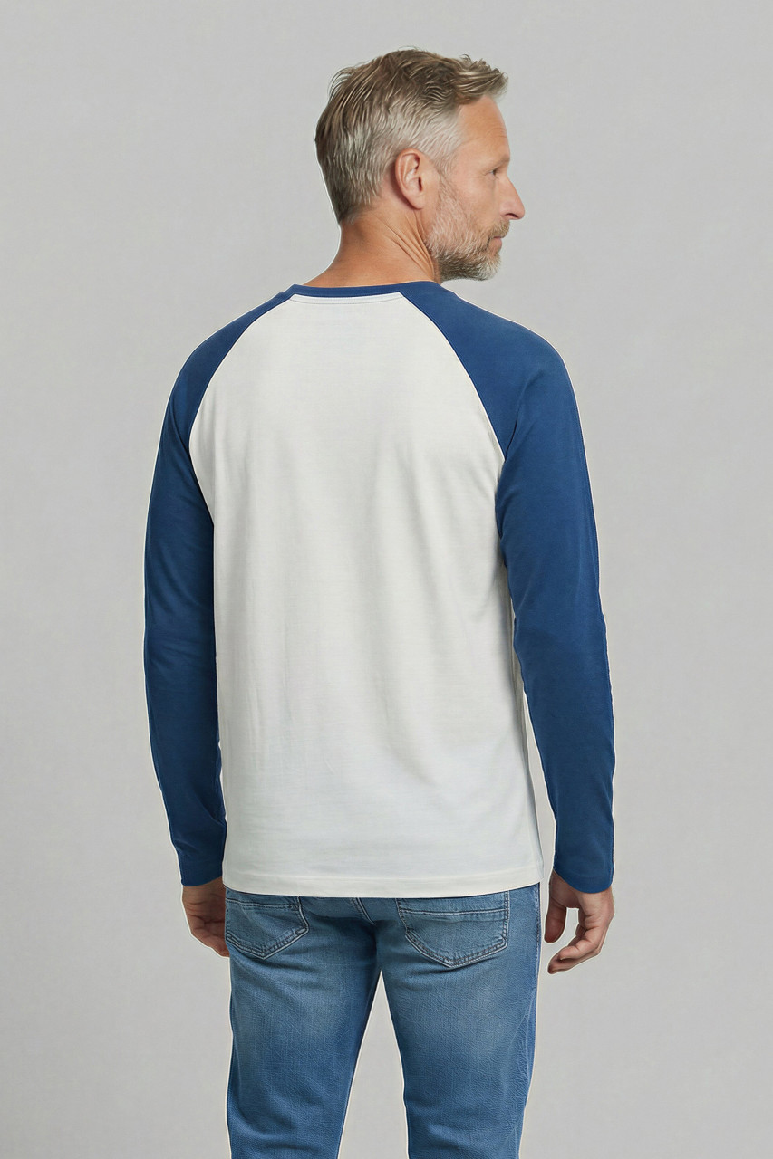 Derbe Langarmshirt Paddeln Herren Weiß Blau Ringer Retro