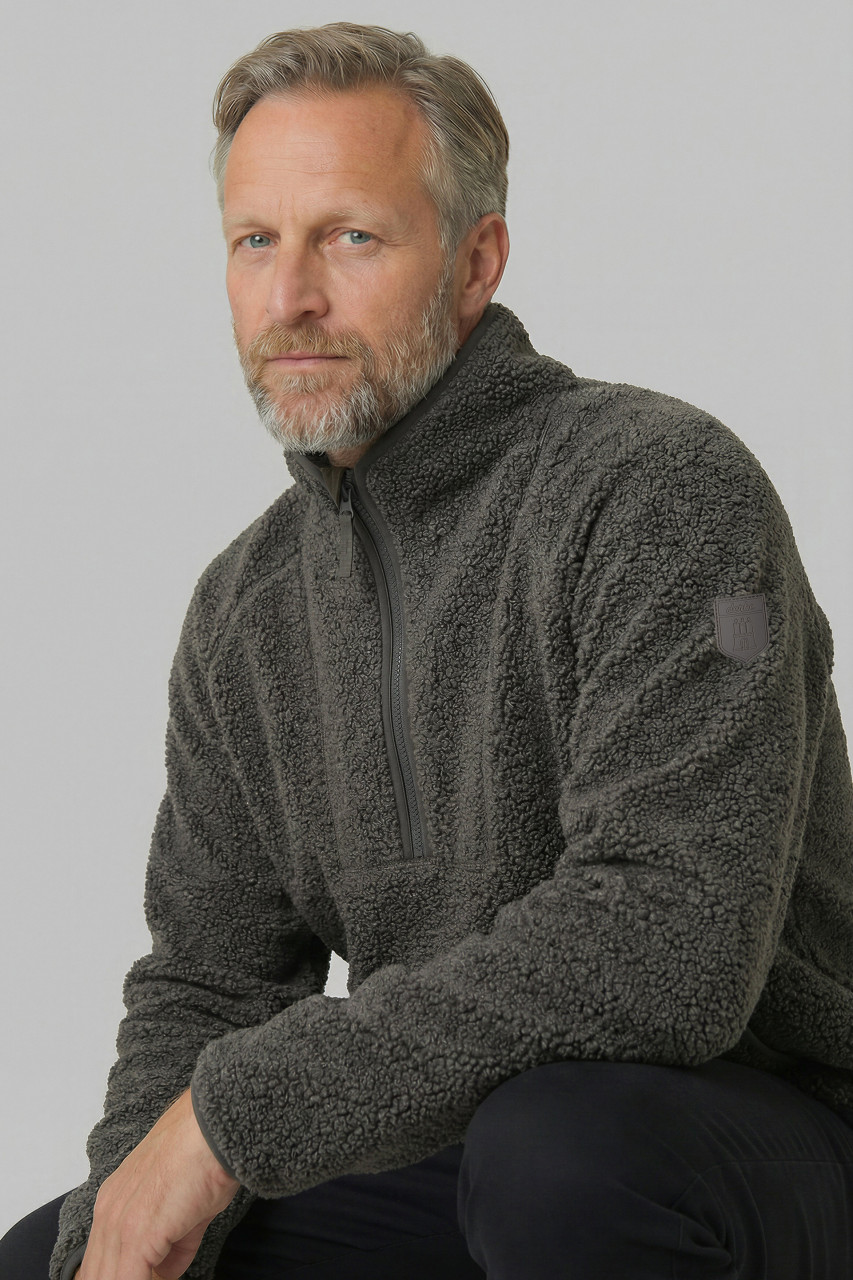 Derbe Herren Fleece Pullover Kuschelby Troyer Braun