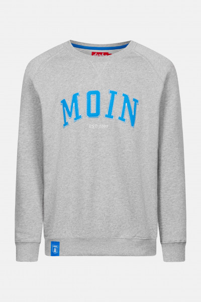 Derbe Moin Crewneck Grey Melange Herren Pullover Hellgrau