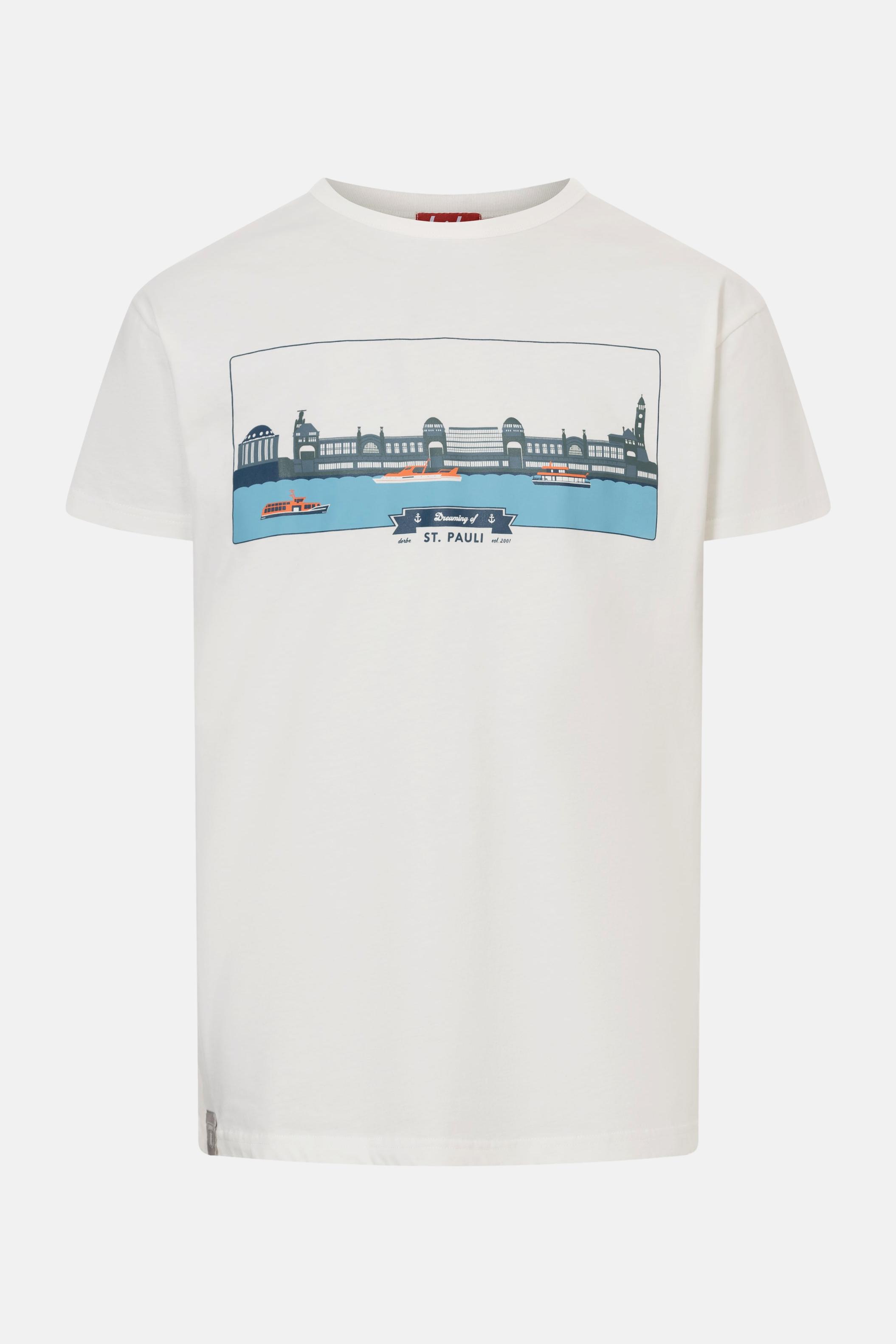 Landungsbrücken Herren T-Shirt Hamburg Off White Weiß Nachhaltig |
