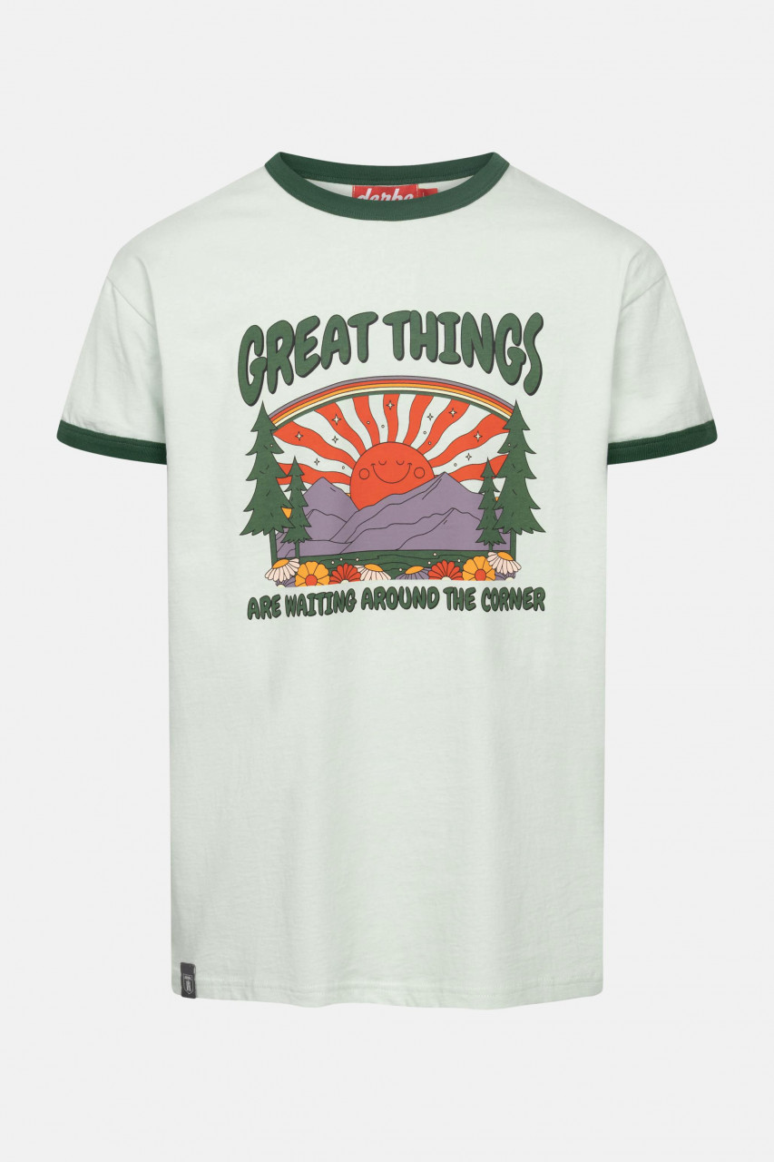 Derbe T-Shirt Great Corner Herren Hellgrün Türkis GOTS Organic