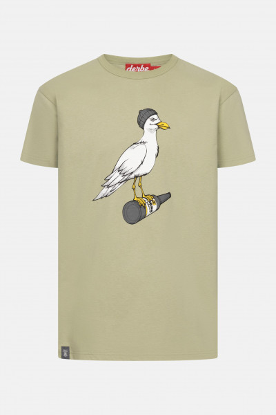 Derbe T-Shirt Sturmmöwe Herren Hellgrün Oliv Grau GOTS Organic