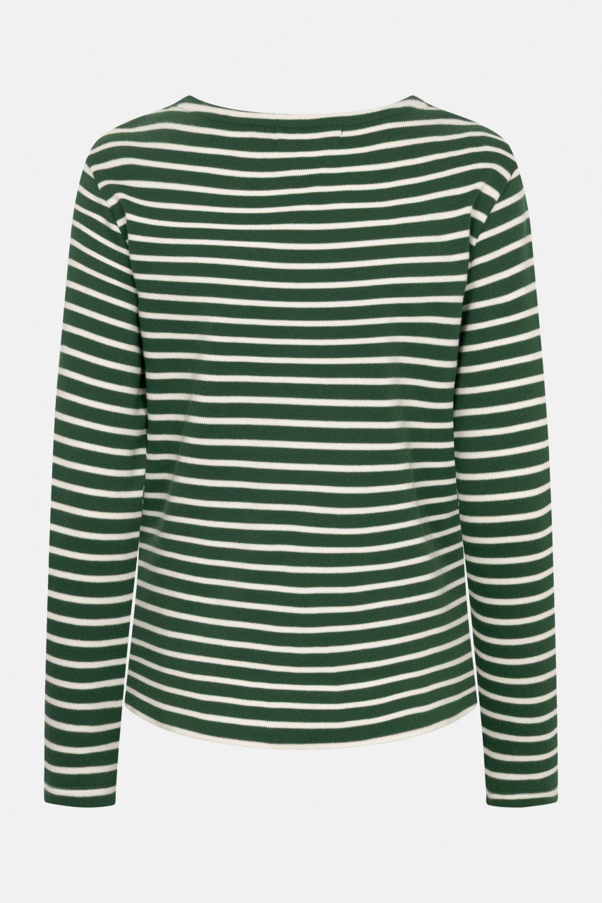 Derbe Streifenshirt Interstriped Damen Grün Weiß Langarmshirt GOTS Organic