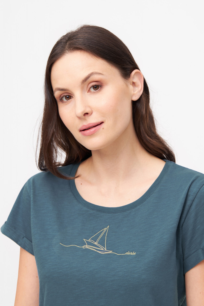 Derbe T-Shirt Segelboot Damen Blau