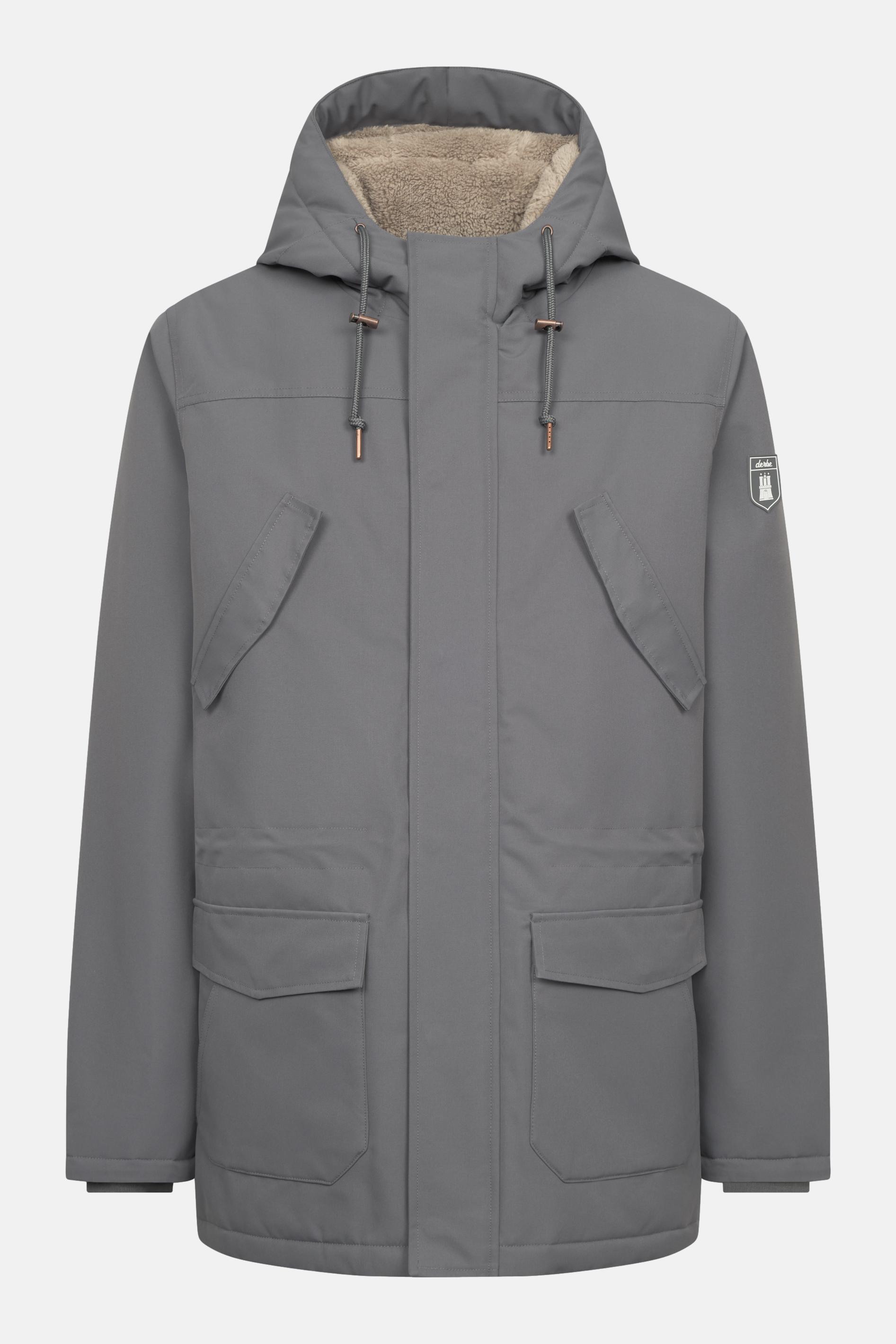 Derbe Winterjacke Festholm Herren Grau Warm Gefüttert Derbe