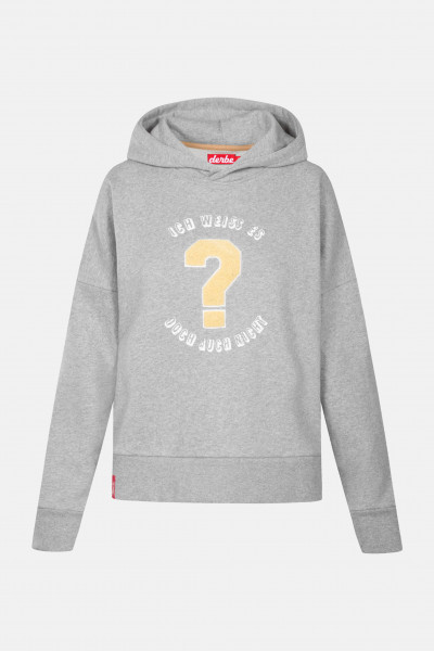 Derbe Kapuzenpullover Damen Grau Meliert Ich weiß es doch auch nicht