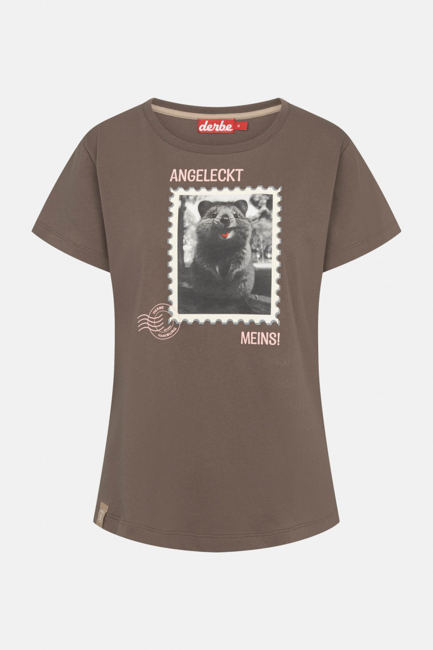 Derbe T-Shirt Angeleckt Damen Braun GOTS Organic