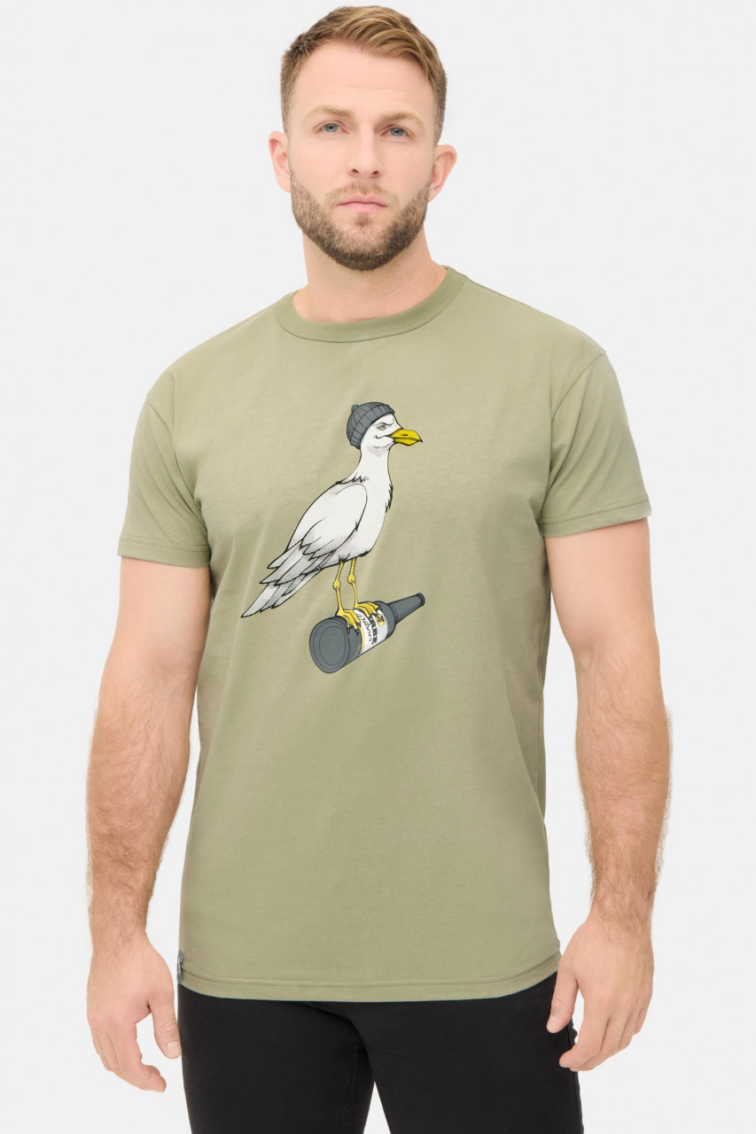 Derbe T-Shirt Sturmmöwe Herren Hellgrün Oliv Grau GOTS Organic