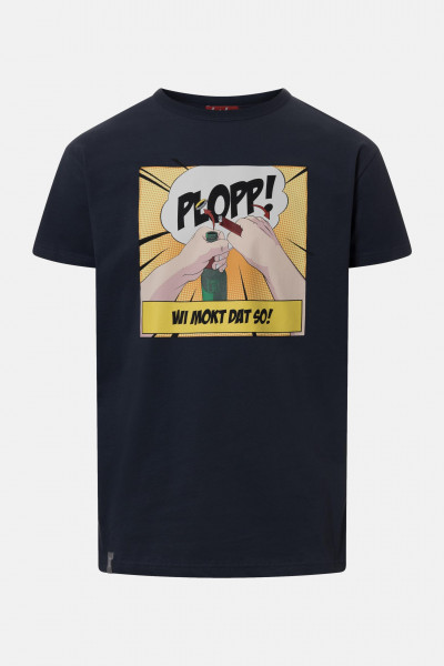 Derbe Plopp Herren T-Shirt Comic Dunkelblau Navy Nachhaltig Derbe Plopp Herren T-Shirt Comic Dunkelblau Navy Nachhaltig