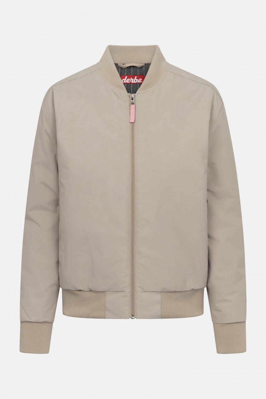 Derbe Übergangsjacke Blousholm Damen Beige Warm Gefüttert Blouson Nadelstreifen