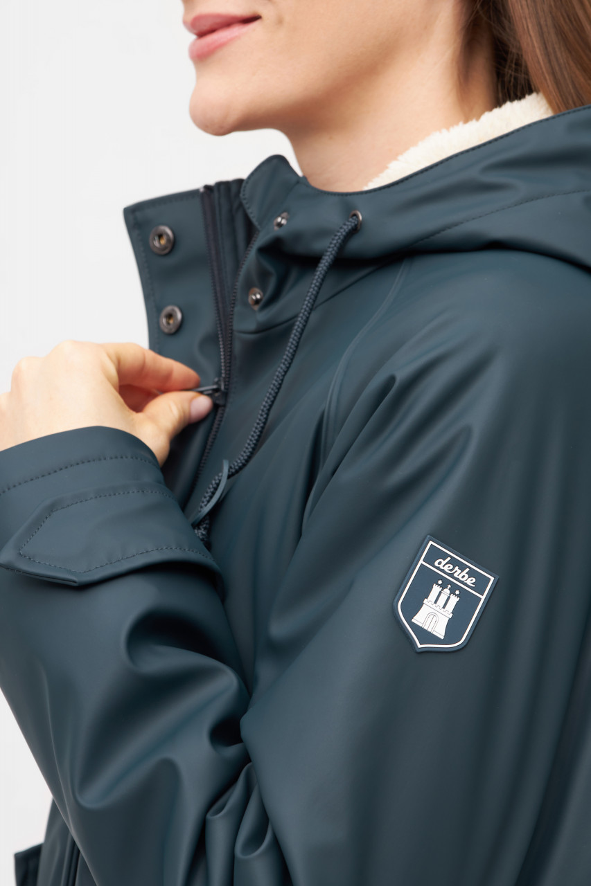 Derbe Friese Tidaholm Damen Regenmantel Dunkelblau Gefüttert